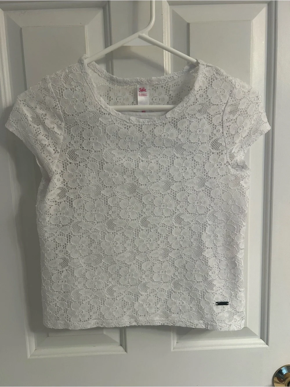 Girls Justice White Lace Short Sleeve Top With White Cami